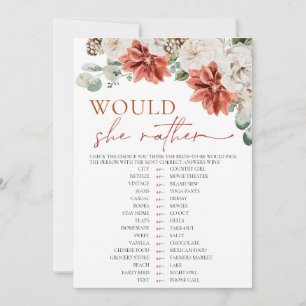 Invitation Jeu de Baby Shower 'Red Winter Would She Rather'