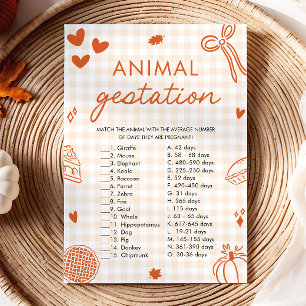 Invitation Jeu de Baby Shower sur la Gestation des Animaux De