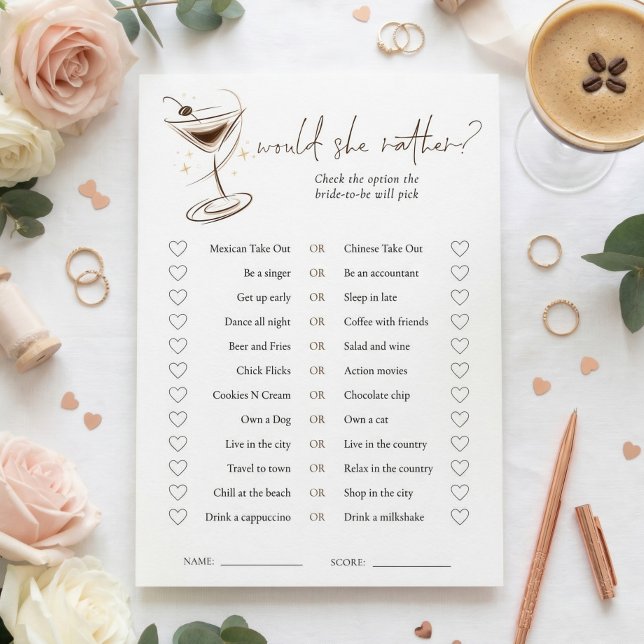 Invitation Jeu de Baby Shower sur le thème Espresso Martini D (Créateur téléchargé)