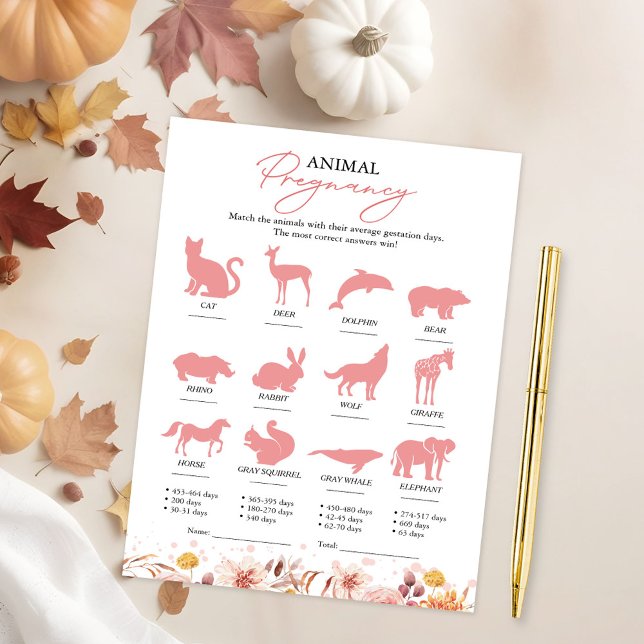 Invitation Jeu de Baby Shower sur les Grossesses Animales (Créateur téléchargé)