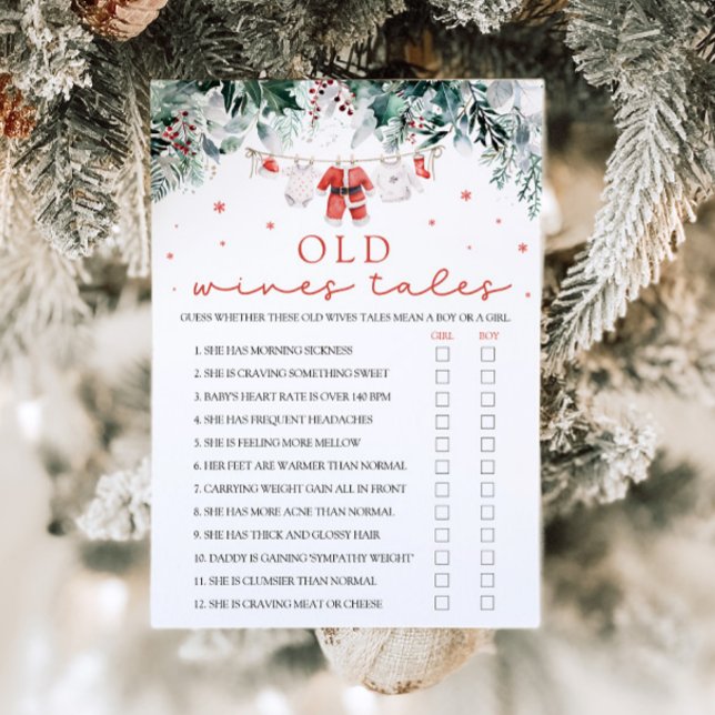 Invitation Jeu de Baby Shower sur les légendes de Noël de San (Watercolor Cute Christmas Santa Old Wives Tales Baby Shower Game )