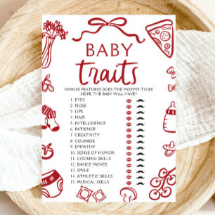 Invitation Jeu de Baby Shower : Traits du bébé italien dessin
