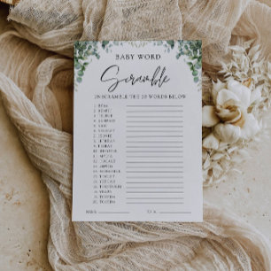 Invitation Jeu de Baby shower verdoyant - Ruée de mots