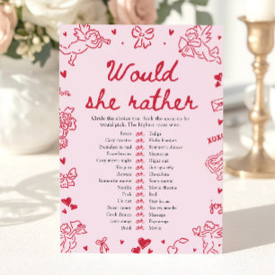 Invitation Jeu de Baby Shower « Would She Rather » Dessiné à 