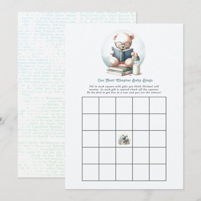 Invitation Jeu de Bingo Baby Shower pour Notre Prochain Chapi (Devant / Derrière)