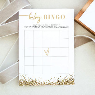 Invitation Jeu de bingo Baby Shower REGINA Yellow Gold Sequin