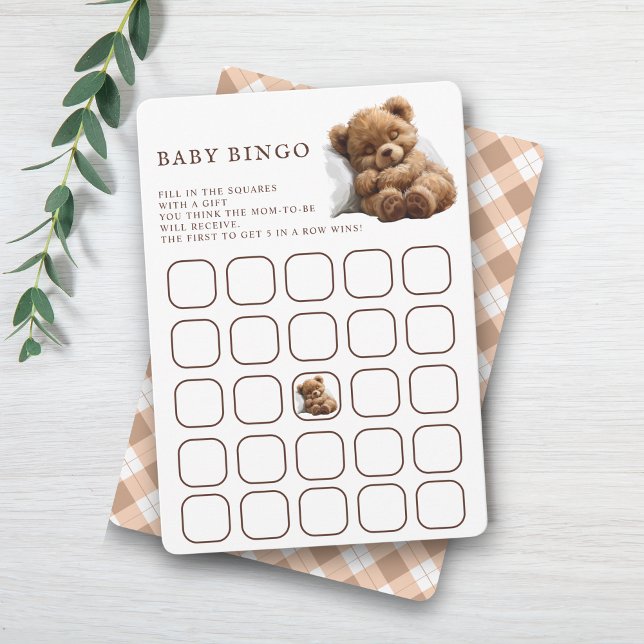 Invitation Jeu de bingo bébé avec un ours en peluche mignon (Créateur téléchargé)