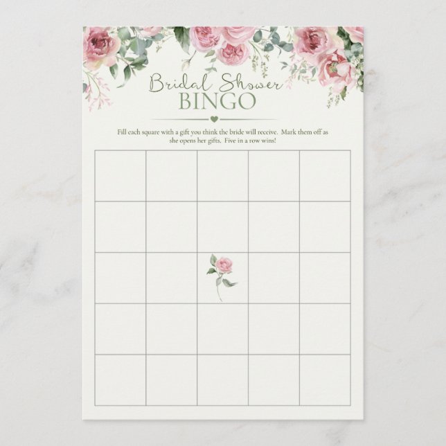 Invitation Jeu de Bingo Cadeau de Mariage | fleur (Devant)