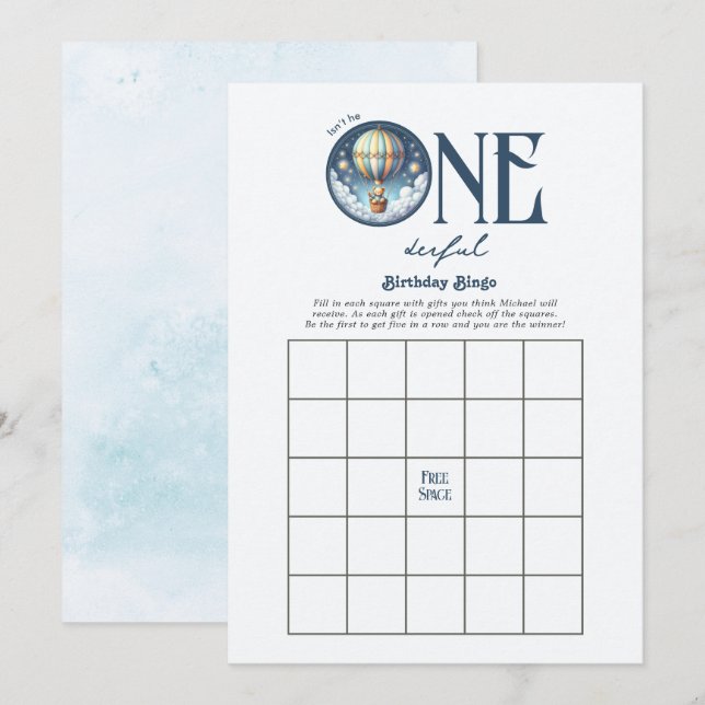 Invitation Jeu de bingo d'anniversaire mer-veilleux (Devant / Derrière)