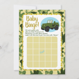 Invitation Jeu de Bingo de Baby shower Camo de l'armée
