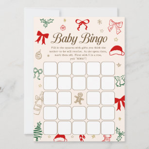Invitation Jeu de Bingo de Baby Shower de Noël Téléchargeable