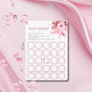 Invitation Jeu de Bingo de Baby shower Floral Rose