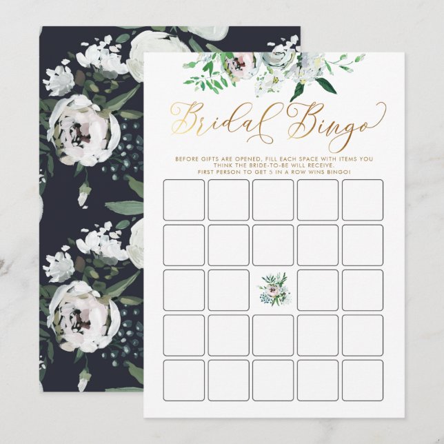Invitation Jeu de Bingo de Fête de l'mariée de Gouache Boho d (Devant / Derrière)