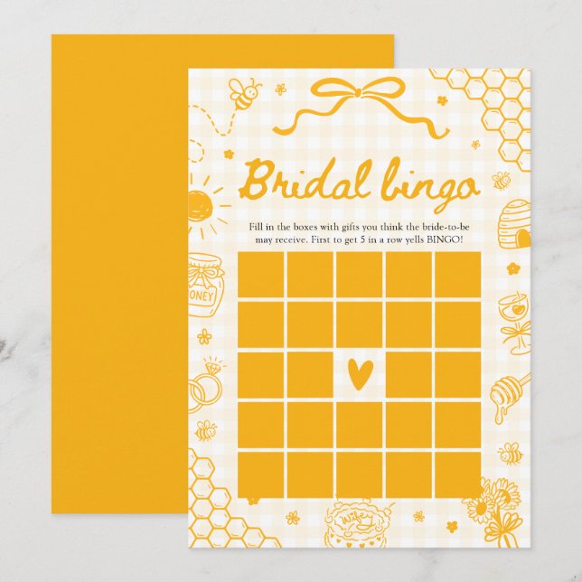 Invitation Jeu de bingo de mariage abeille à main levée pour  (Devant / Derrière)