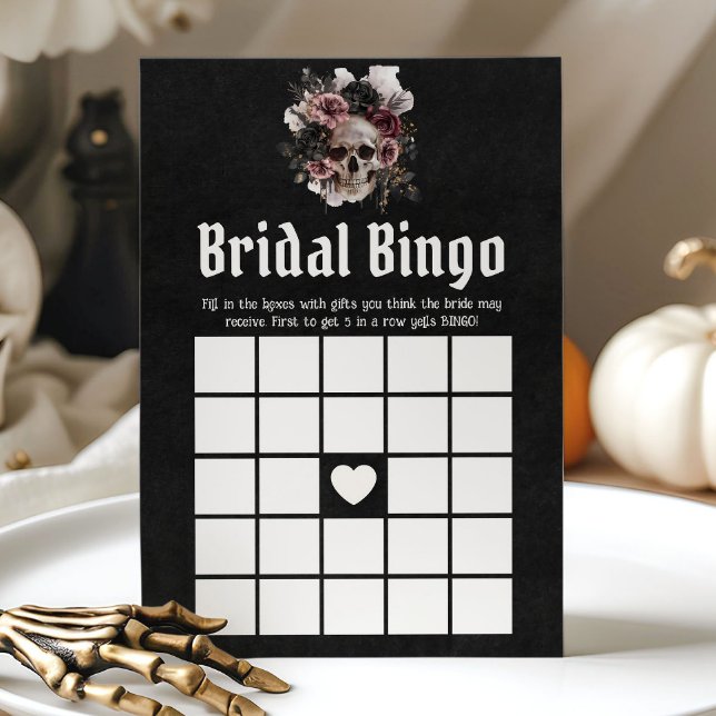 Invitation Jeu de bingo de mariage crâne Halloween (Halloween Skull Bridal Shower Bridal Bingo Game)