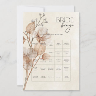 Invitation Jeu de bingo de mariage floral marron