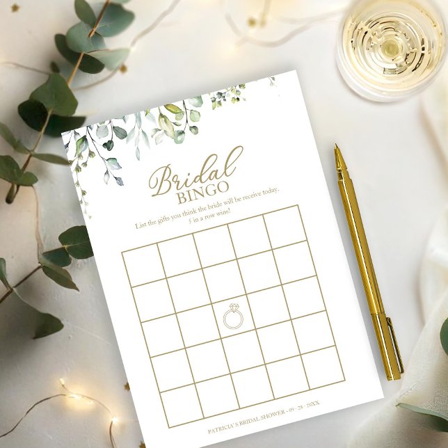 Invitation Jeu de bingo Greenery pour enterrement de vie de j (Créateur téléchargé)