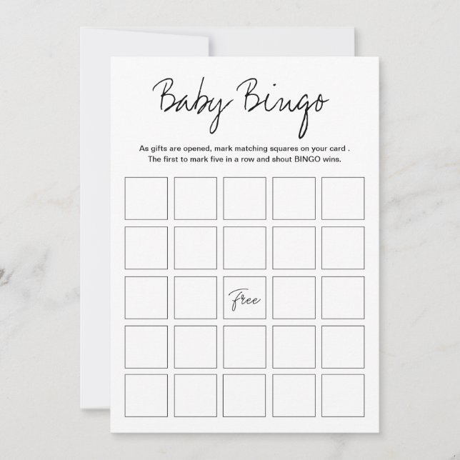 Invitation Jeu de Bingo imprimable pour Baby Shower Moderne H (Devant)