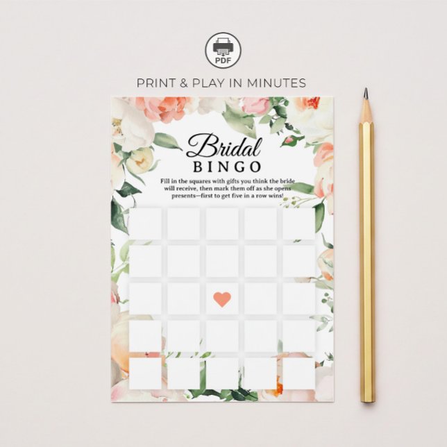 Invitation Jeu de Bingo imprimable pour la douche de mariée F (Créateur téléchargé)