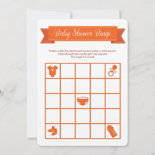 Invitation Jeu de Bingo Orange Baby shower double face