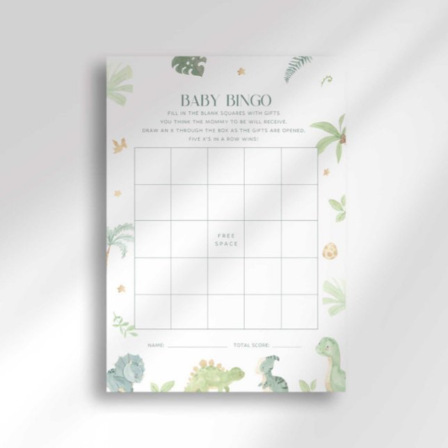 Invitation Jeu de Bingo pour Baby Shower Bébé Dino (Créateur téléchargé)