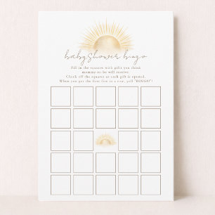 Invitation Jeu de bingo pour Baby Shower sur le thème du sole