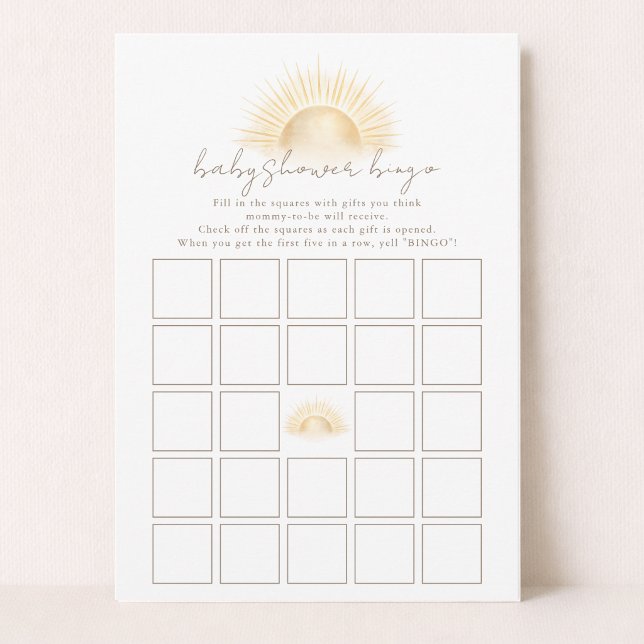 Invitation Jeu de bingo pour Baby Shower sur le thème du sole (Créateur téléchargé)