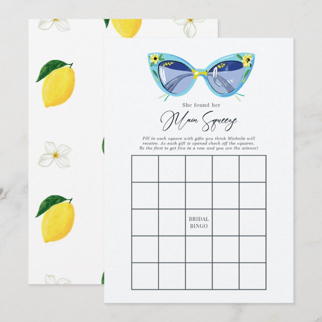 Invitation Jeu de bingo pour enterrement de vie de jeune fill (Devant / Derrière)