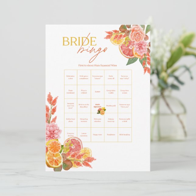Invitation Jeu de Bingo pour la Mariée Citron  (Debout devant)
