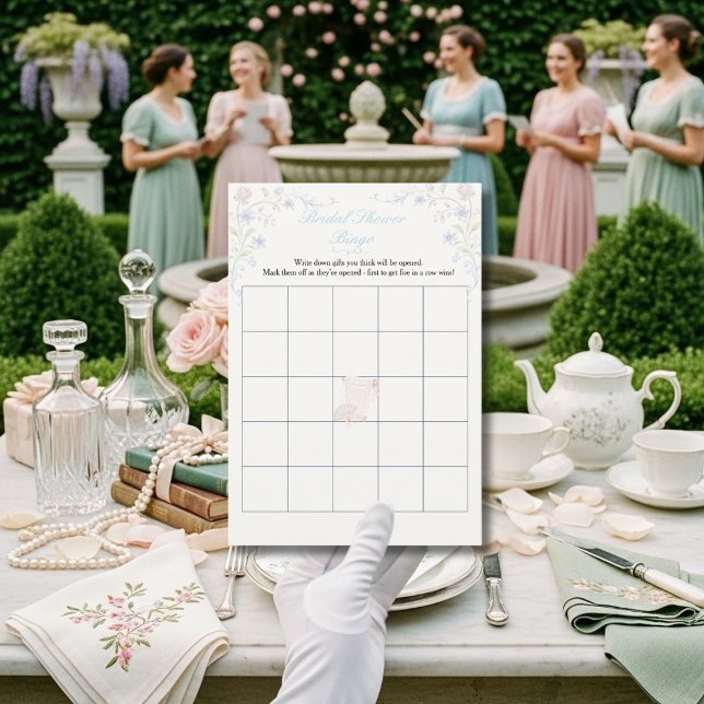 Invitation Jeu de Bingo pour une douche de mariée florale de  (Regegcy Era Floral Bridal Shower Bingo game)