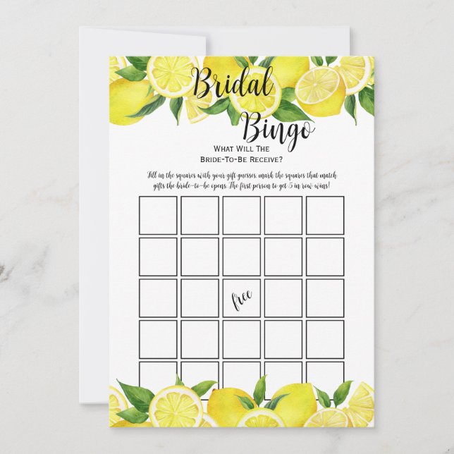 Invitation Jeu de Bingo pour une Fête de Fiançailles au Citro (Devant)
