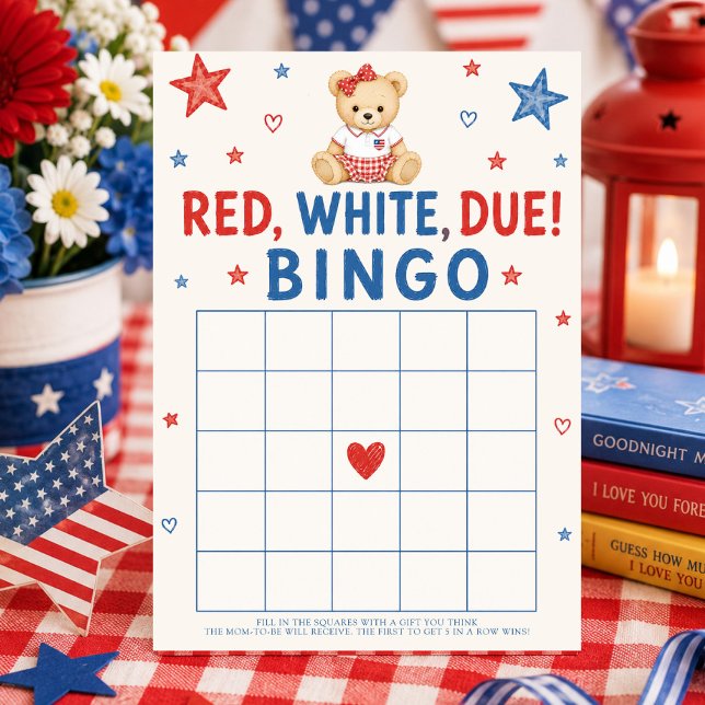 Invitation Jeu de bingo Red White Due (Créateur téléchargé)