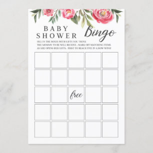 Invitation Jeu de bingo-test de baby shower de pivoine