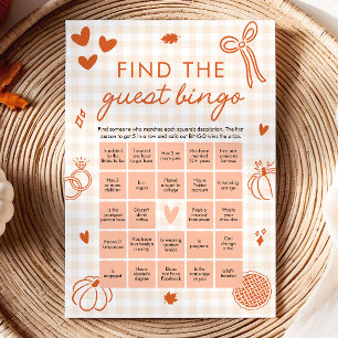 Invitation Jeu de bingo « Trouvez l'invité » à carreaux orang