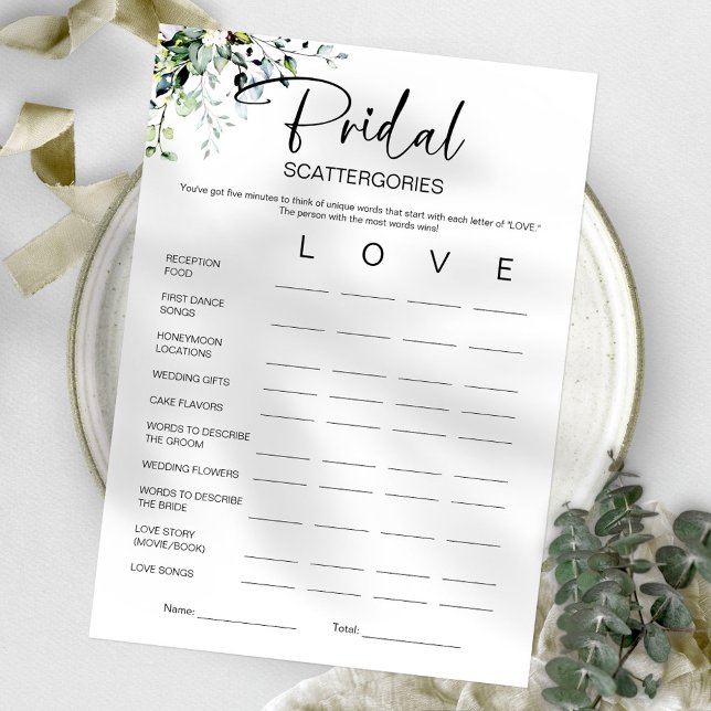 Invitation Jeu de Bridal Scattergories pour enterrement de vi (Créateur téléchargé)