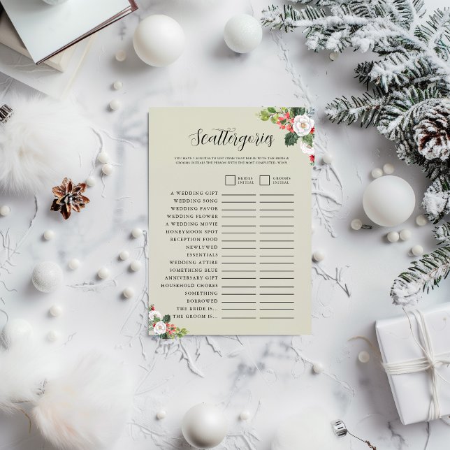Invitation Jeu de Bridal Shower Christmas Winter Scattergorie (Créateur téléchargé)