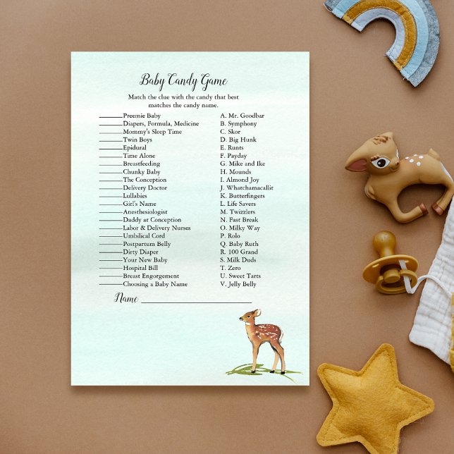 Invitation Jeu de candy pour Baby Shower Aventure en Forêt de (Créateur téléchargé)