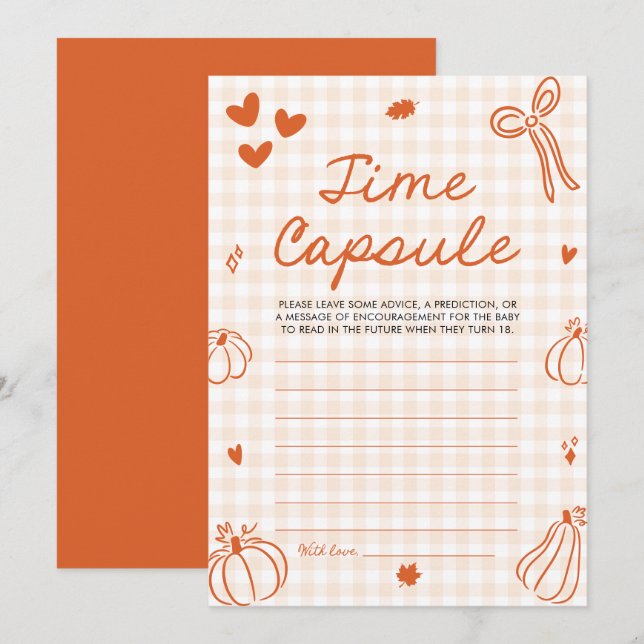 Invitation Jeu de capsule temporelle pour baby shower automna (Devant / Derrière)