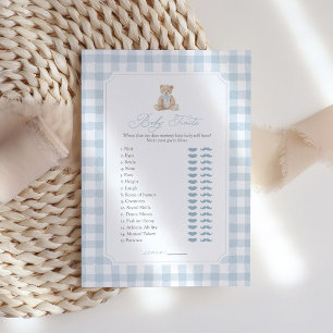Invitation Jeu de caractéristiques de bébé avec un ours en pe