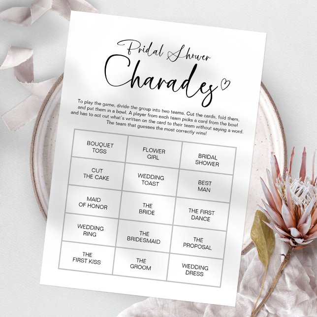 Invitation Jeu de charades de mariage à calligraphie chic (Créateur téléchargé)
