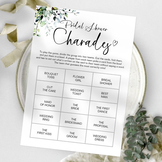 Invitation Jeu de charades de mariage calligraphie chic  (Créateur téléchargé)