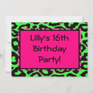 Invitation Jeu de Cheetah rose chaud Funky