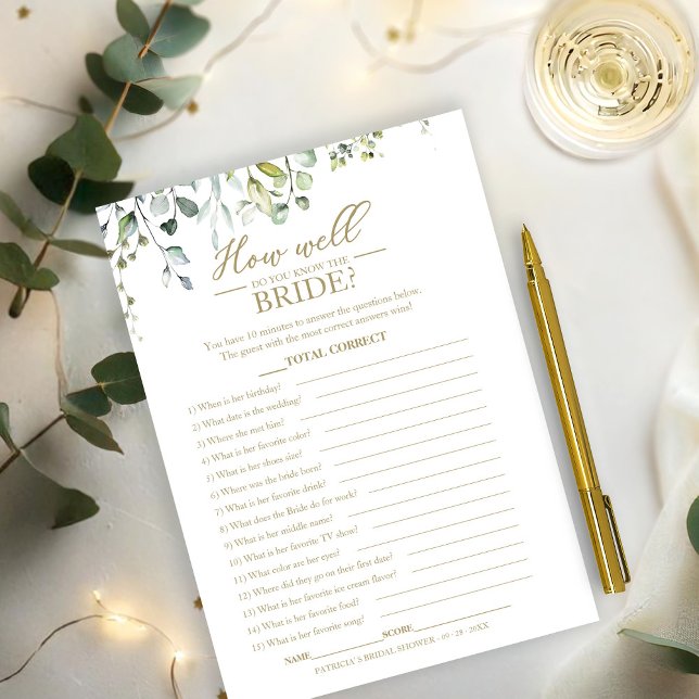 Invitation Jeu de connaissances sur la mariée dans un cadre v (Créateur téléchargé)