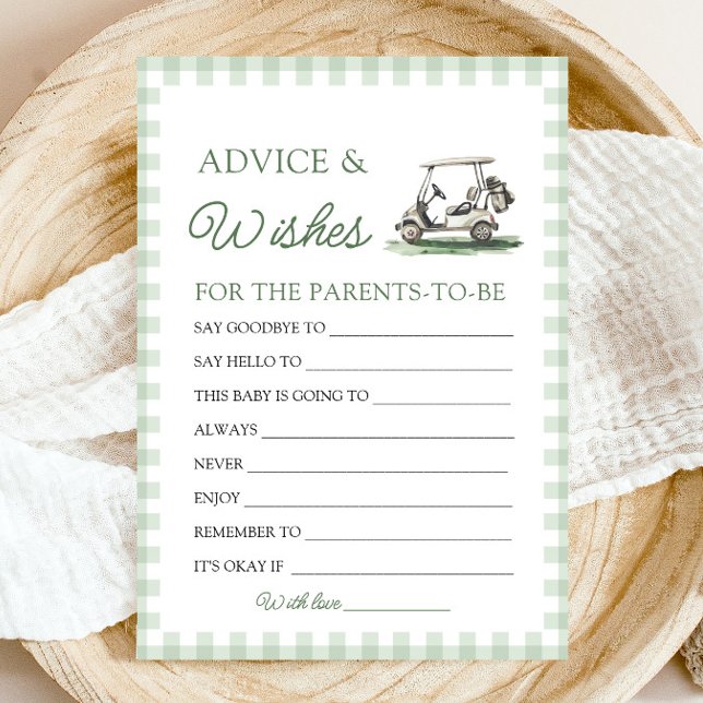 Invitation Jeu de conseils et de vœux pour une baby shower de (Sage Green Golf Baby Shower Advice and Wishes Game)