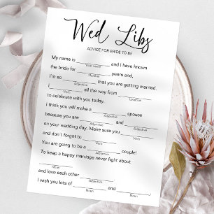 Invitation Jeu de conseils Wed Libs pour la future mariée