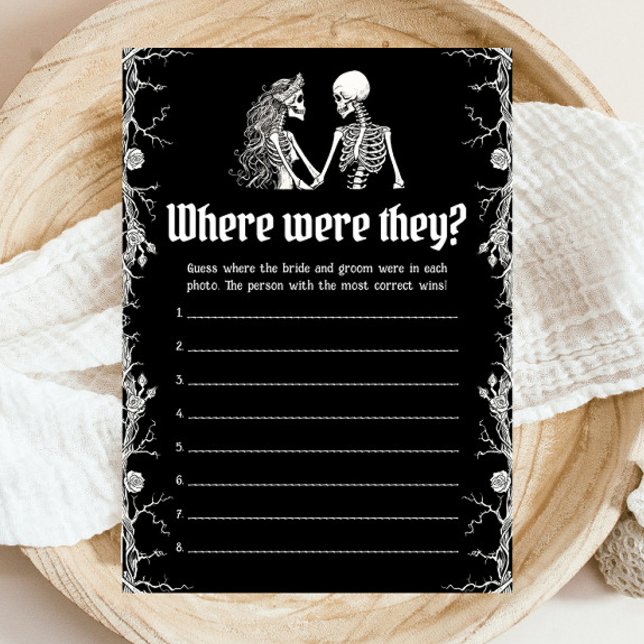 Invitation Jeu de couple de squelette d'Halloween Où étaient- (Halloween Skeleton Where Were They Couple Game)