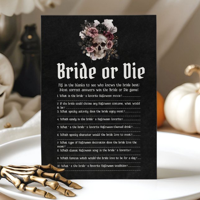 Invitation Jeu de crâne d'Halloween : Qui connaît le mieux la (Halloween Skull Who Knows The Bride Best Game)