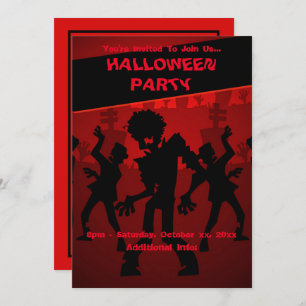 Invitation Jeu de danse Zombie Halloween Orange