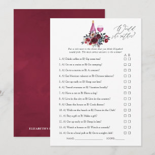 Invitation Jeu de dégustation de vin bordeaux et marine pour