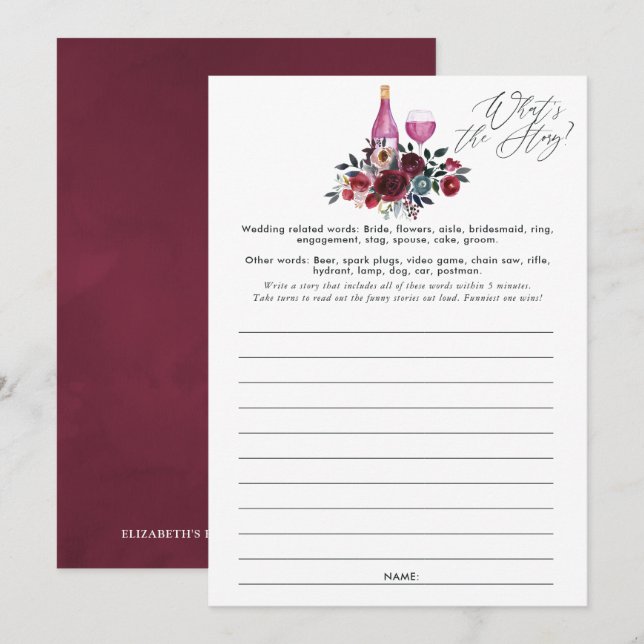 Invitation Jeu de dégustation de vin bordeaux et marine pour  (Devant / Derrière)